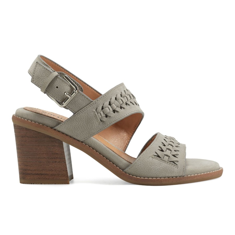 Casual Earth Shoes | Anty Round Toe Stacked Heel Dress Sandals Grey