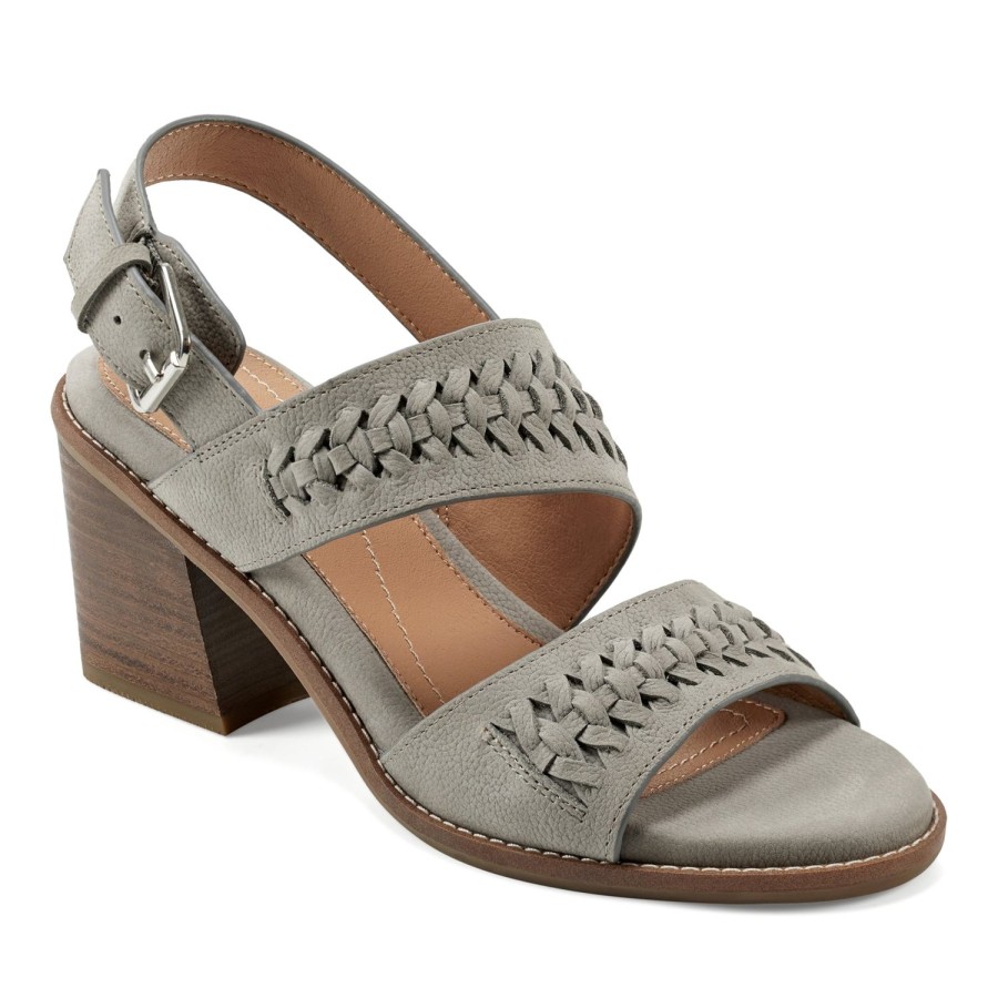 Casual Earth Shoes | Anty Round Toe Stacked Heel Dress Sandals Grey