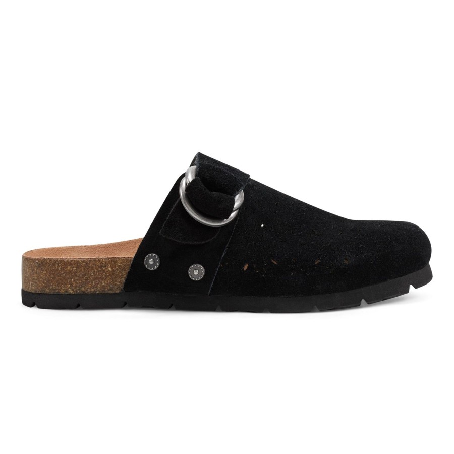 Casual Earth Shoes | Agoli Round Toe Casual Flat Slip-On Mules Black