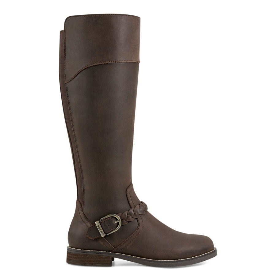 Boots & Booties Earth Shoes | Mira Round Toe High Shaft Casual Boots Dark Brown