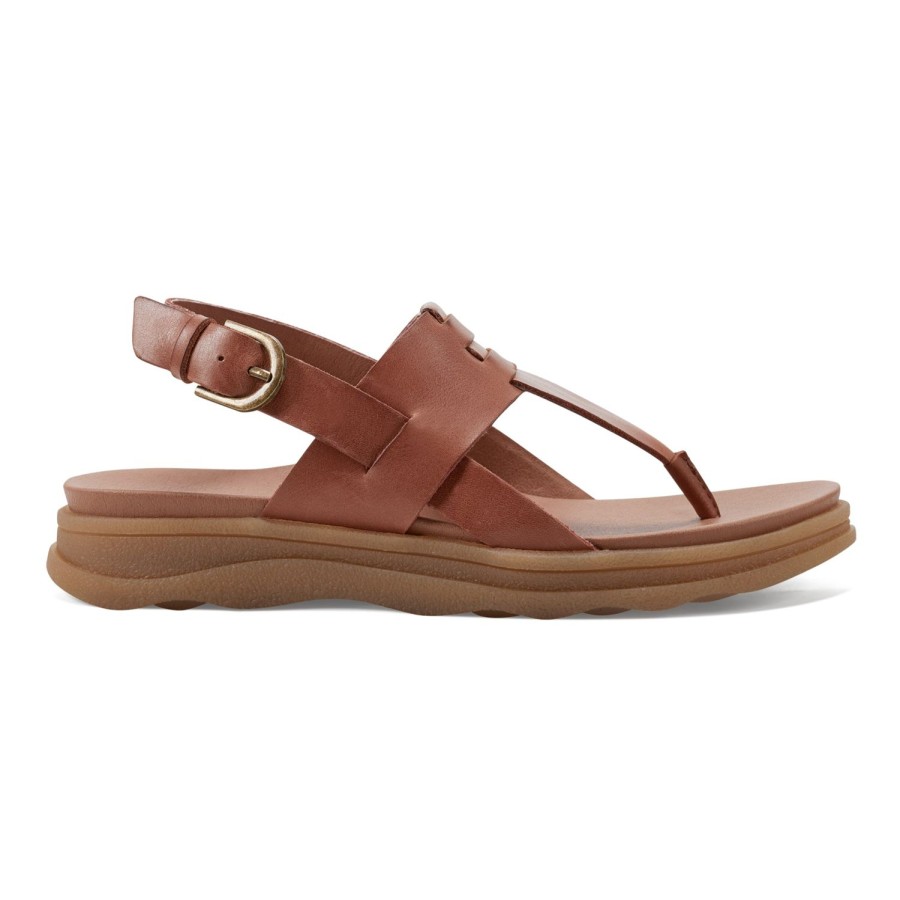 Casual Earth Shoes | Luciana Adjustable Ankle Strap Casual Flat Sandals Medium Brown