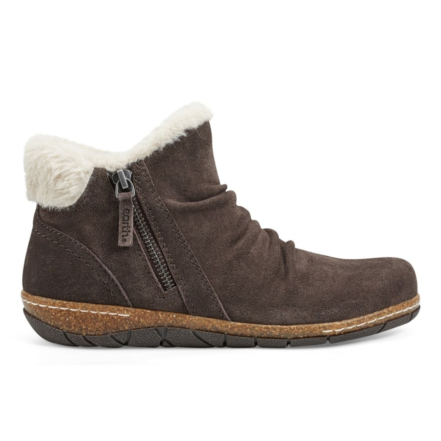 Boots & Booties Earth Shoes | Eric Round Toe Cold Weather Casual Booties Dark Brown