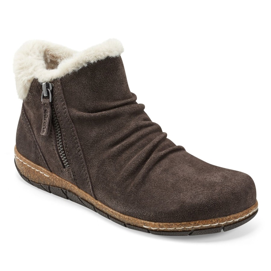 Boots & Booties Earth Shoes | Eric Round Toe Cold Weather Casual Booties Dark Brown