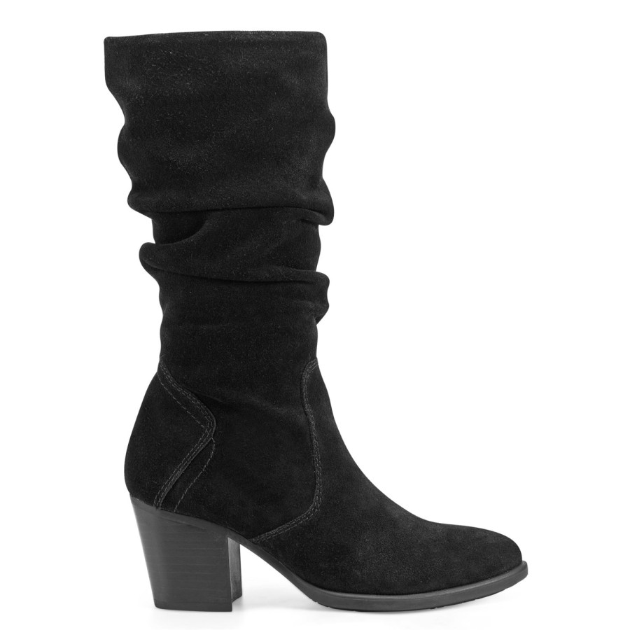 Boots & Booties Earth Shoes | Vine Block Heel Almond Toe Casual Boots Black