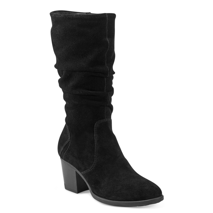 Boots & Booties Earth Shoes | Vine Block Heel Almond Toe Casual Boots Black