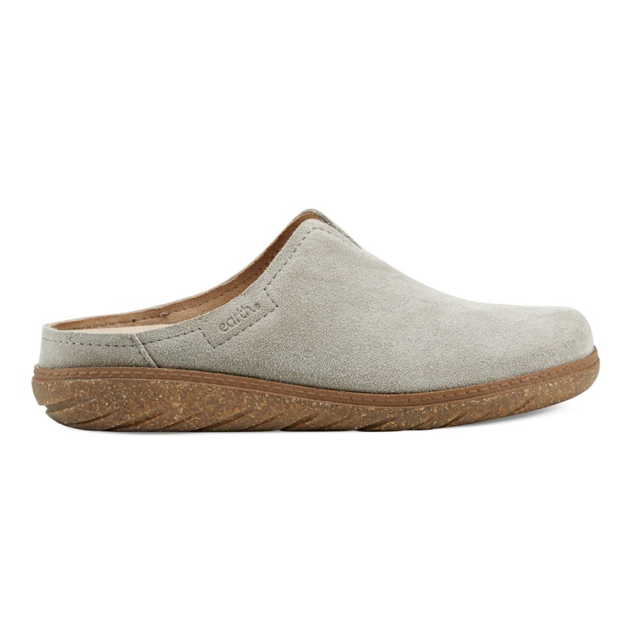 Casual Earth Shoes | Flan Round Toe Casual Slip-On Flat Mules Medium Gray