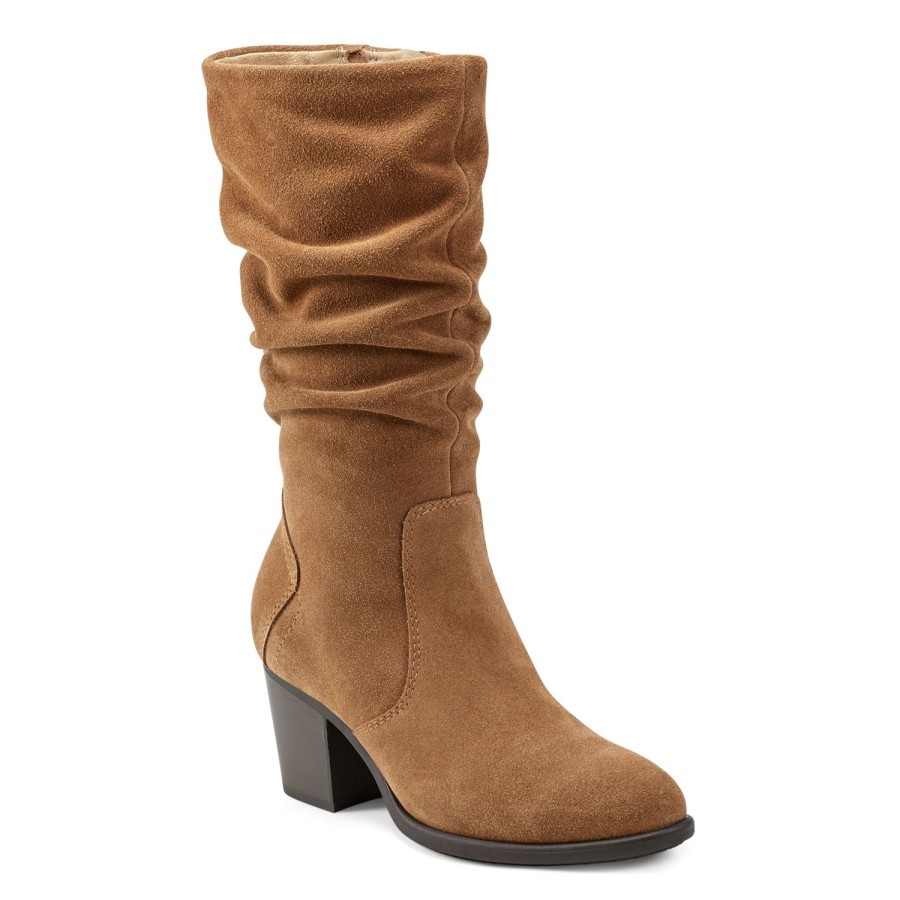 Boots & Booties Earth Shoes | Vine Block Heel Almond Toe Casual Boots Medium Natural