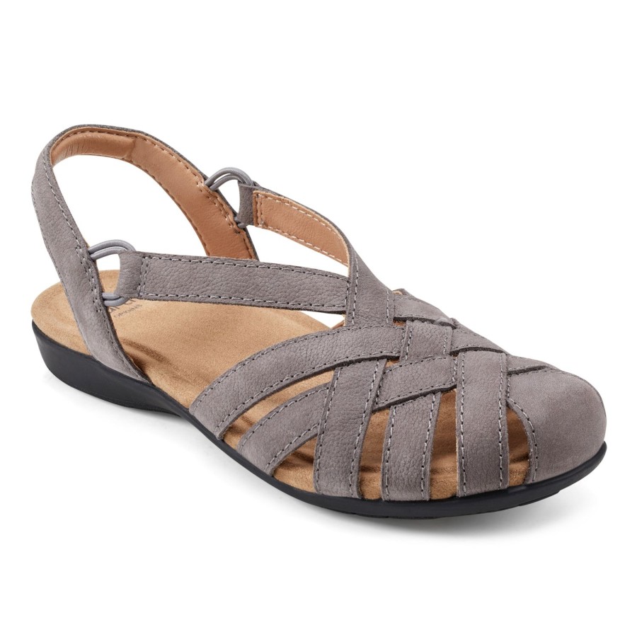 Casual Earth Shoes | Berri Woven Casual Round Toe Slip-On Sandals Dark Gray