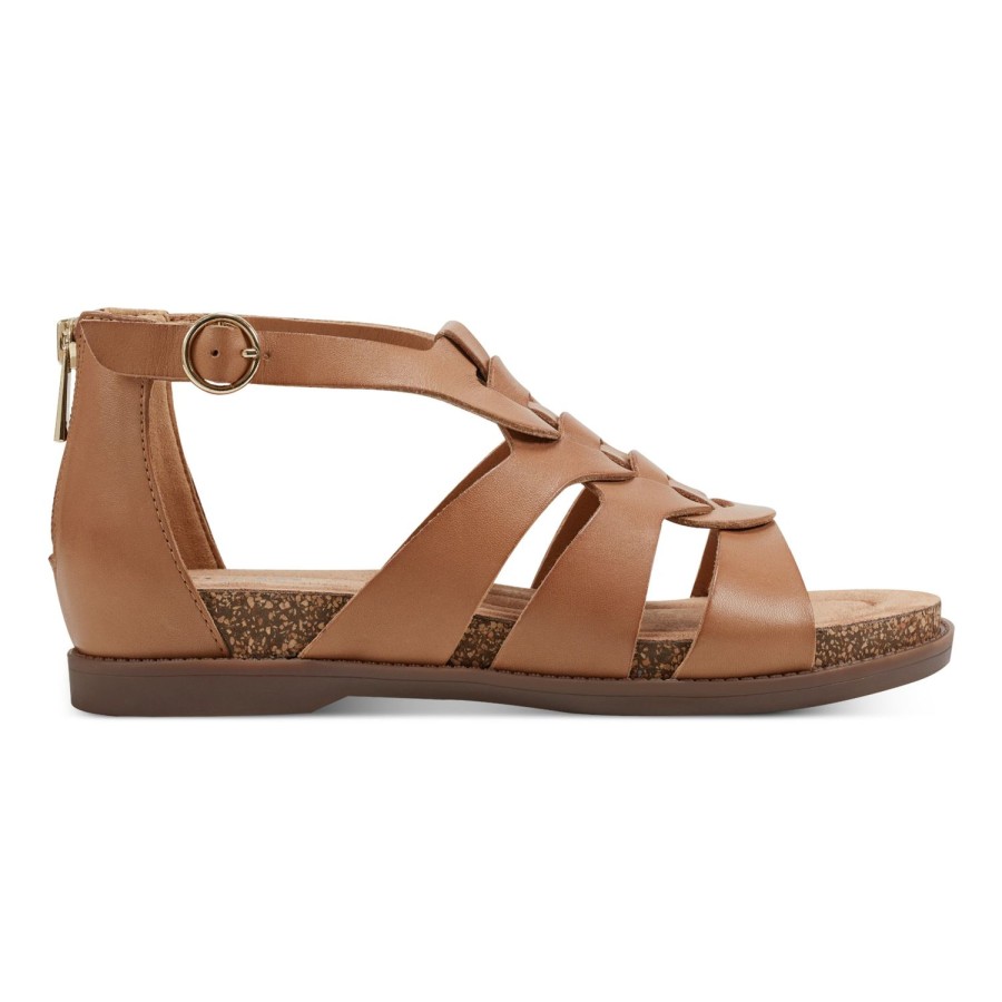 Casual Earth Shoes | Dale Strappy Round Toe Casual Flat Sandals Natural