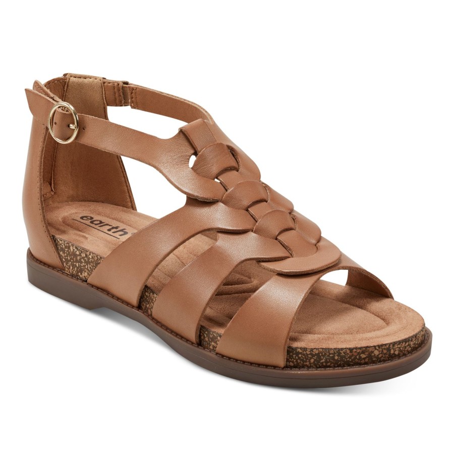 Casual Earth Shoes | Dale Strappy Round Toe Casual Flat Sandals Natural