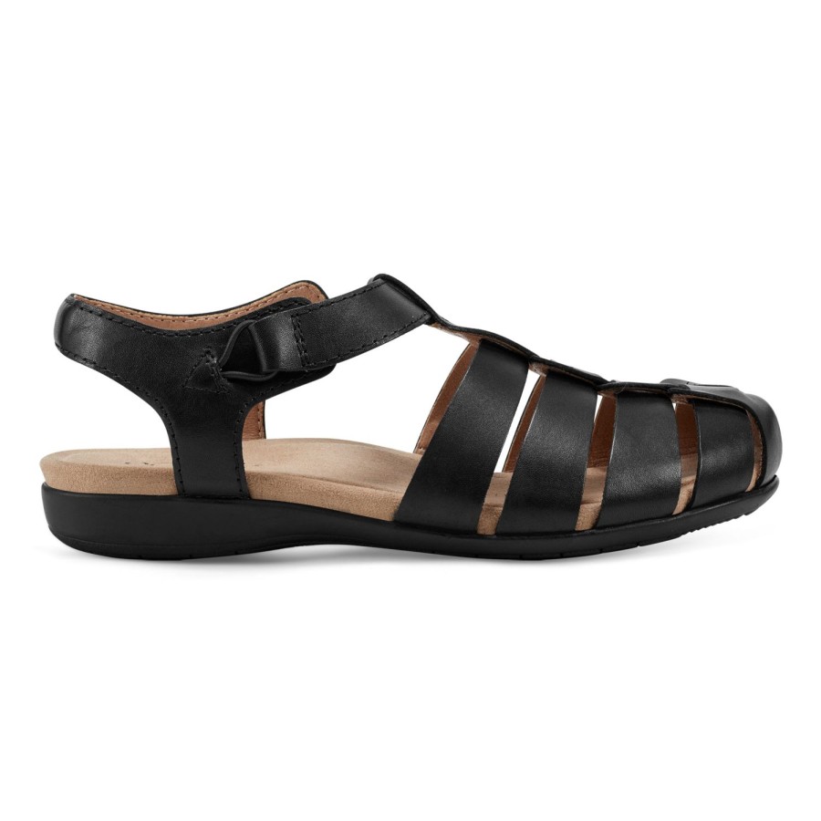 Casual Earth Shoes | Blake Woven Casual Round Toe Slip-On Sandals Black