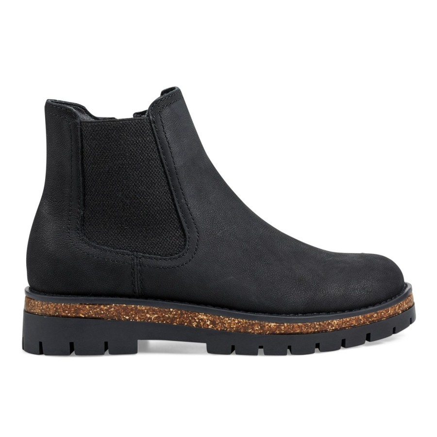 Boots & Booties Earth Shoes | Aydin Round Toe Casual Lug Sole Booties Black