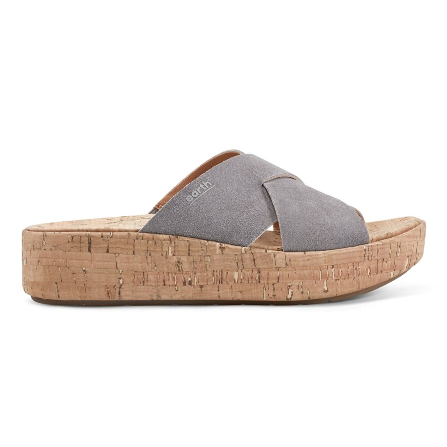 Casual Earth Shoes | Scout Casual Slip-On Wedge Platform Sandals Medium Blue