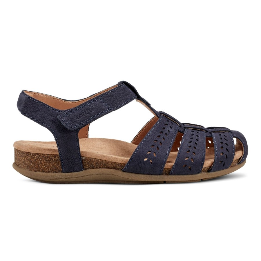 Casual Earth Shoes | Birdy Casual Round Toe Slip-On Sandals Dark Blue