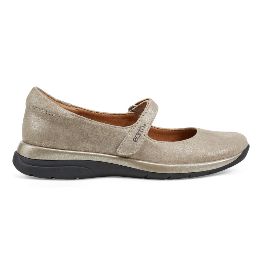 Casual Earth Shoes | Tose Lug Sole Square Toe Casual Ballet Flats Gold