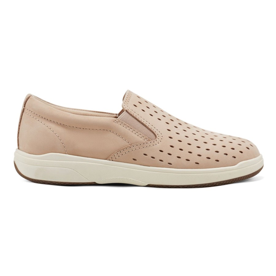 Casual Earth Shoes | Nel Laser Cut Round Toe Casual Slip-On Sneakers Light Natural