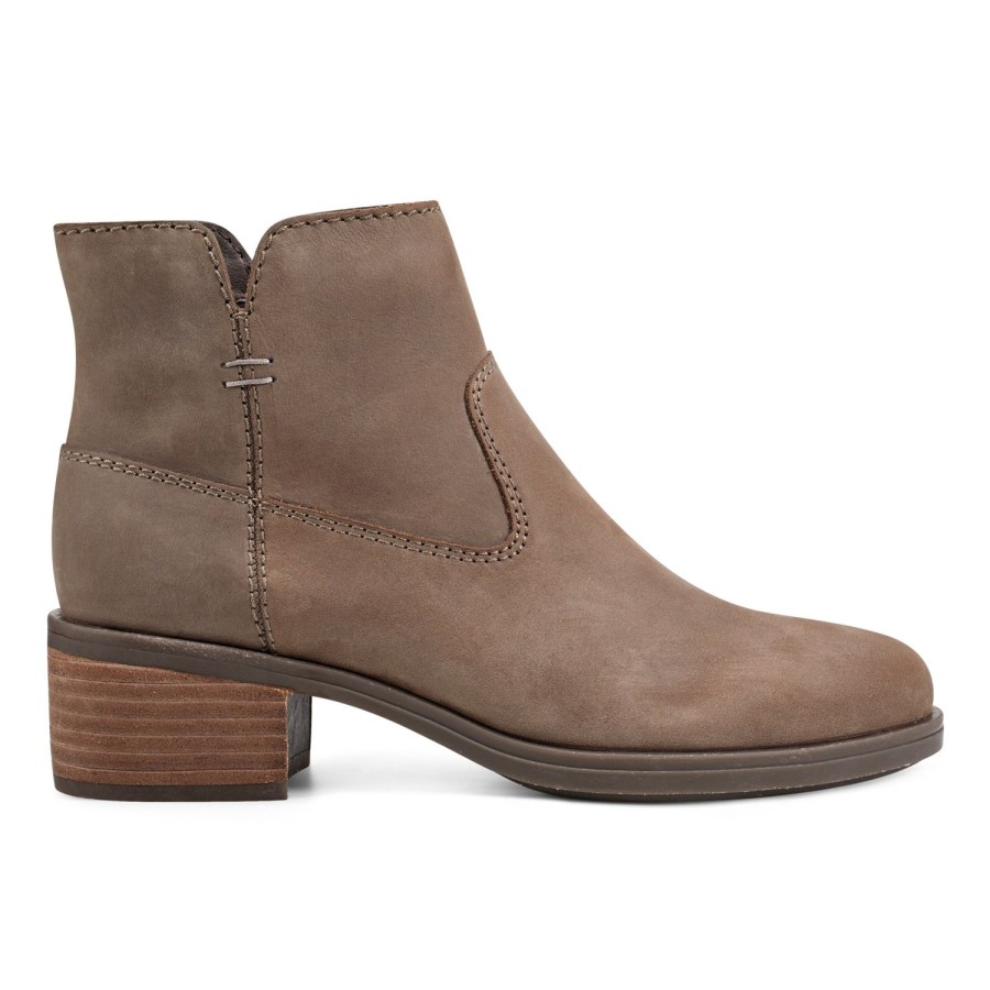 Boots & Booties Earth Shoes | Oslo Block Heel Round Toe Casual Booties Taupe