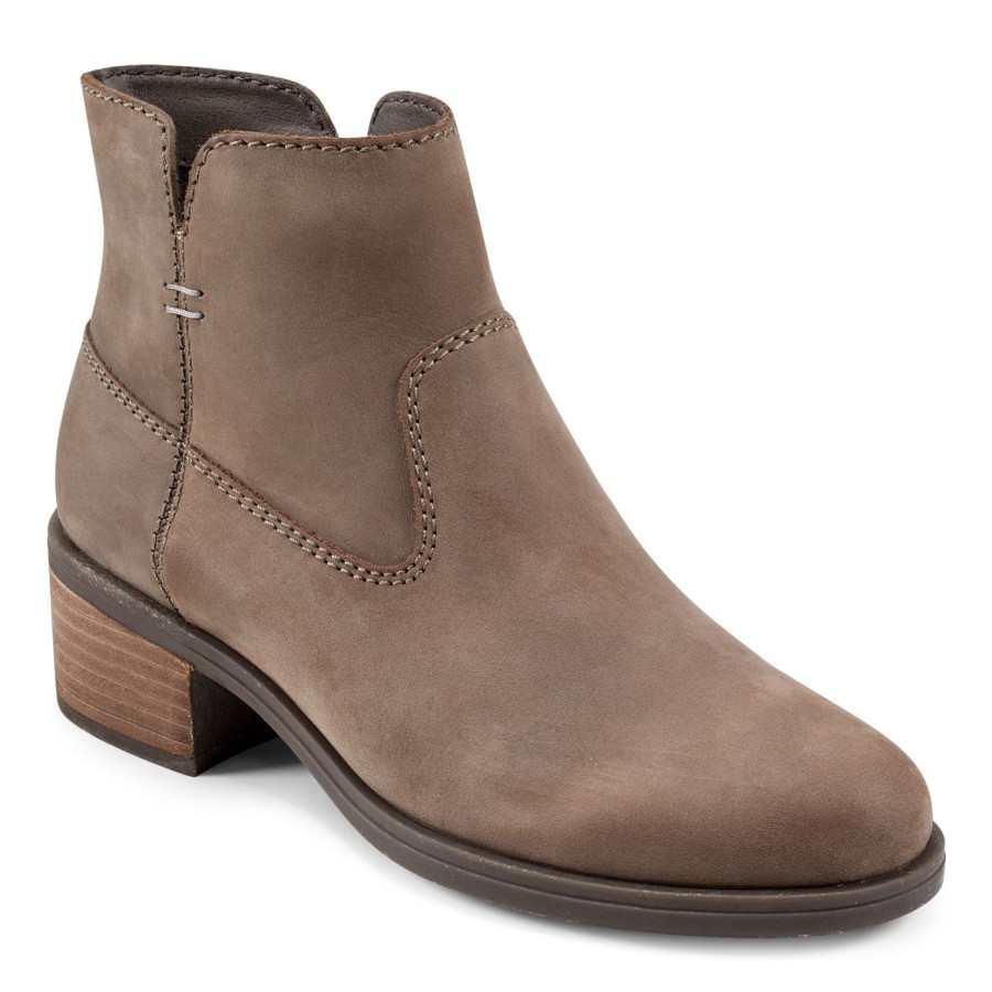 Boots & Booties Earth Shoes | Oslo Block Heel Round Toe Casual Booties Taupe