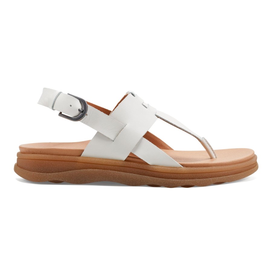 Casual Earth Shoes | Luciana Adjustable Ankle Strap Casual Flat Sandals Ivory