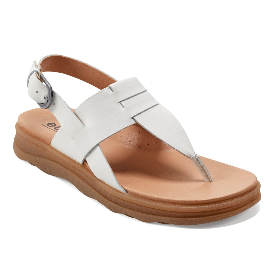 Casual Earth Shoes | Luciana Adjustable Ankle Strap Casual Flat Sandals Ivory