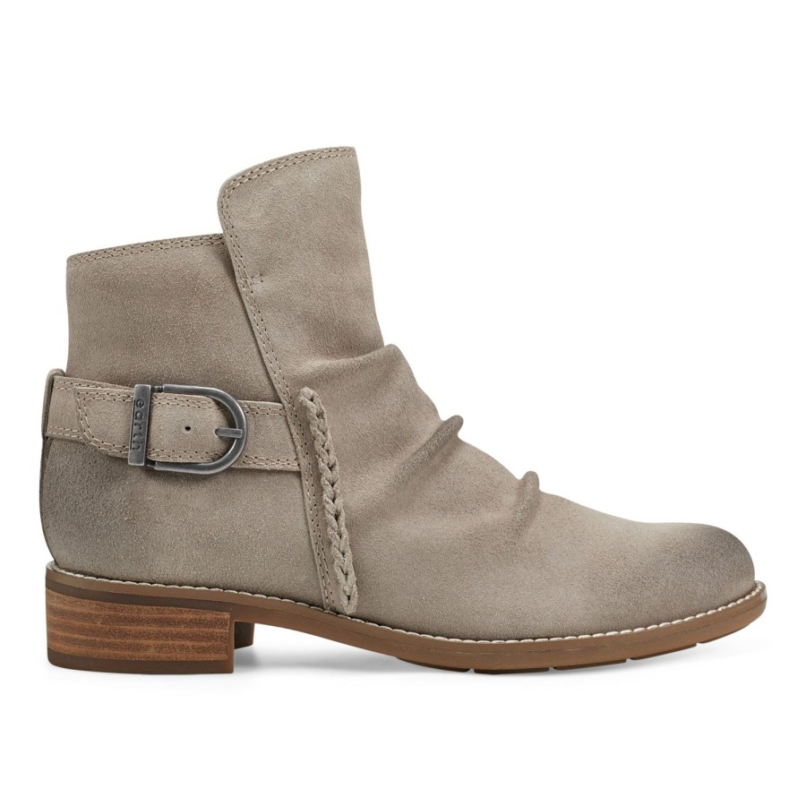 Boots & Booties Earth Shoes | Naira Round Toe Ruched Casual Booties Taupe