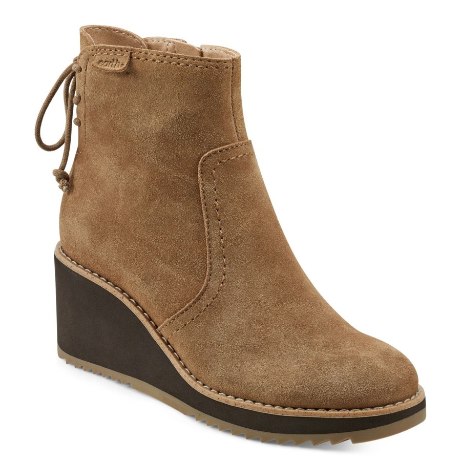 Boots & Booties Earth Shoes | Calia Round Toe Casual Wedge Ankle Booties Medium Natural